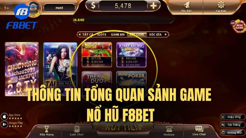 Thông tin tổng quan sảnh game nổ hũ F8bet